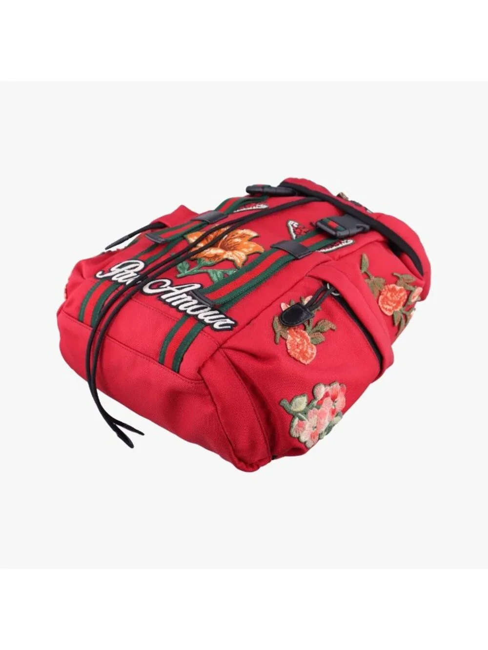 Gucci Techno Vintage Web la Vougre Pal Amour Embroidery Red Canvas Backpack